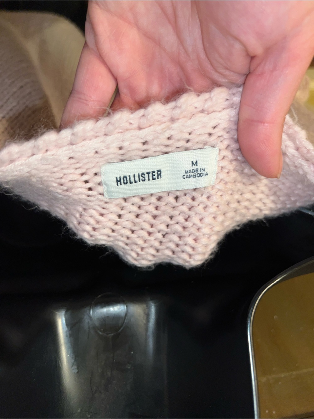 Hollister Pink Oversized Slouchy Knit Off Shoulder Bow Applique Sweater Size M - Picture 10 of 10